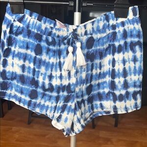 Blue and White Tie-Dye Shorts